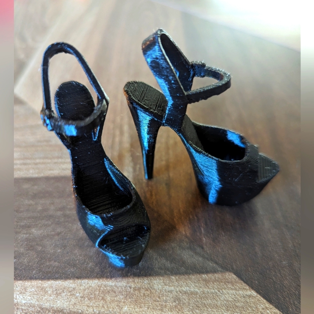 PAIR of Mini Platform High Heeled Pole Shoes (Black)